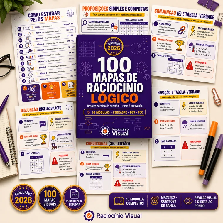 100 Mapas de Raciocínio Lógico — capa e mapas do material